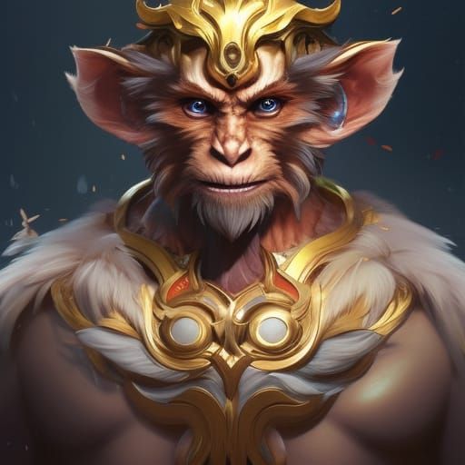 Detailed Portrait of Wukong with Dynamic Lighting