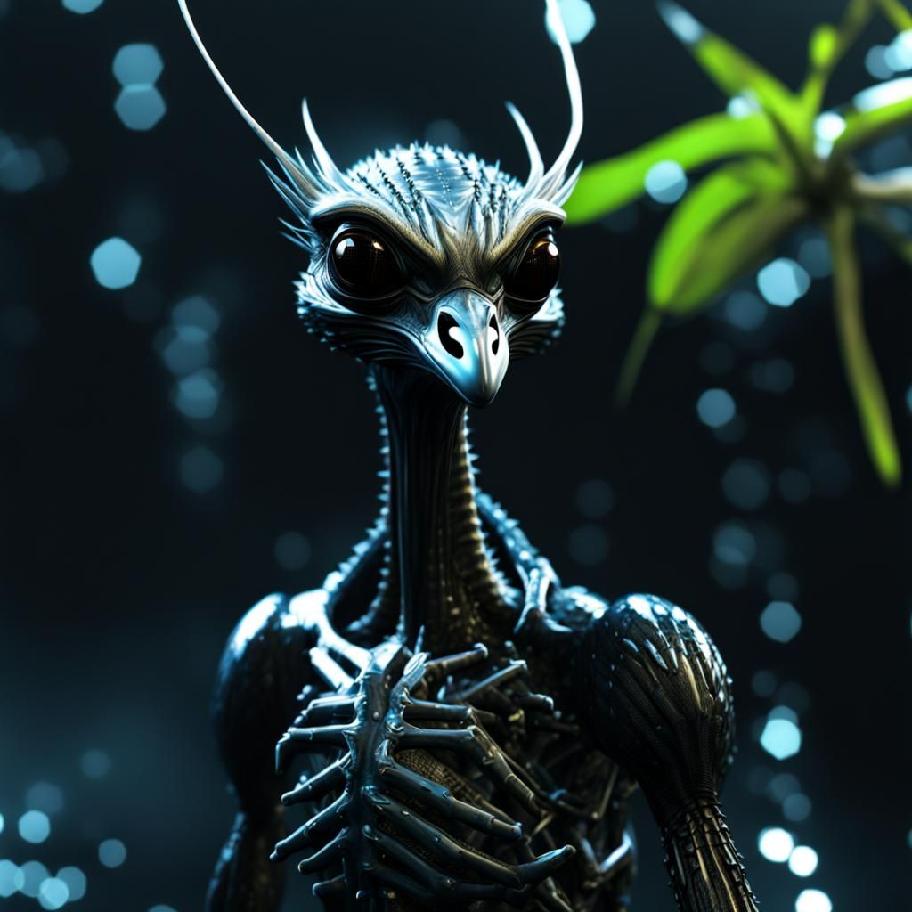 Translucent Alien Emu DNA in Cyber Jungle