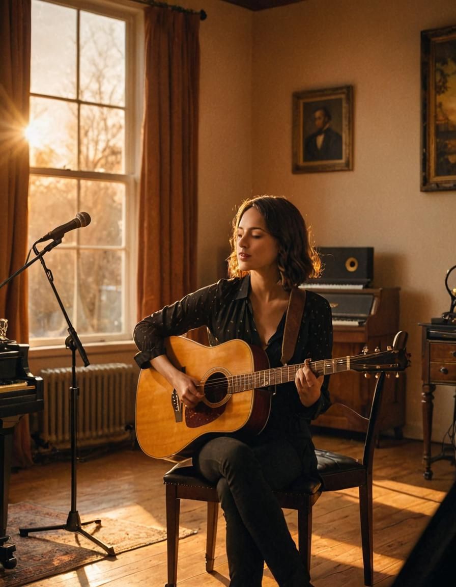 Enchanting Musical Scene with Guitarist and Singer