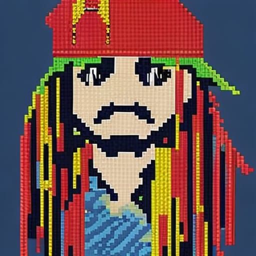 Captain Jack Sparrow in 16-bit Pixel Art