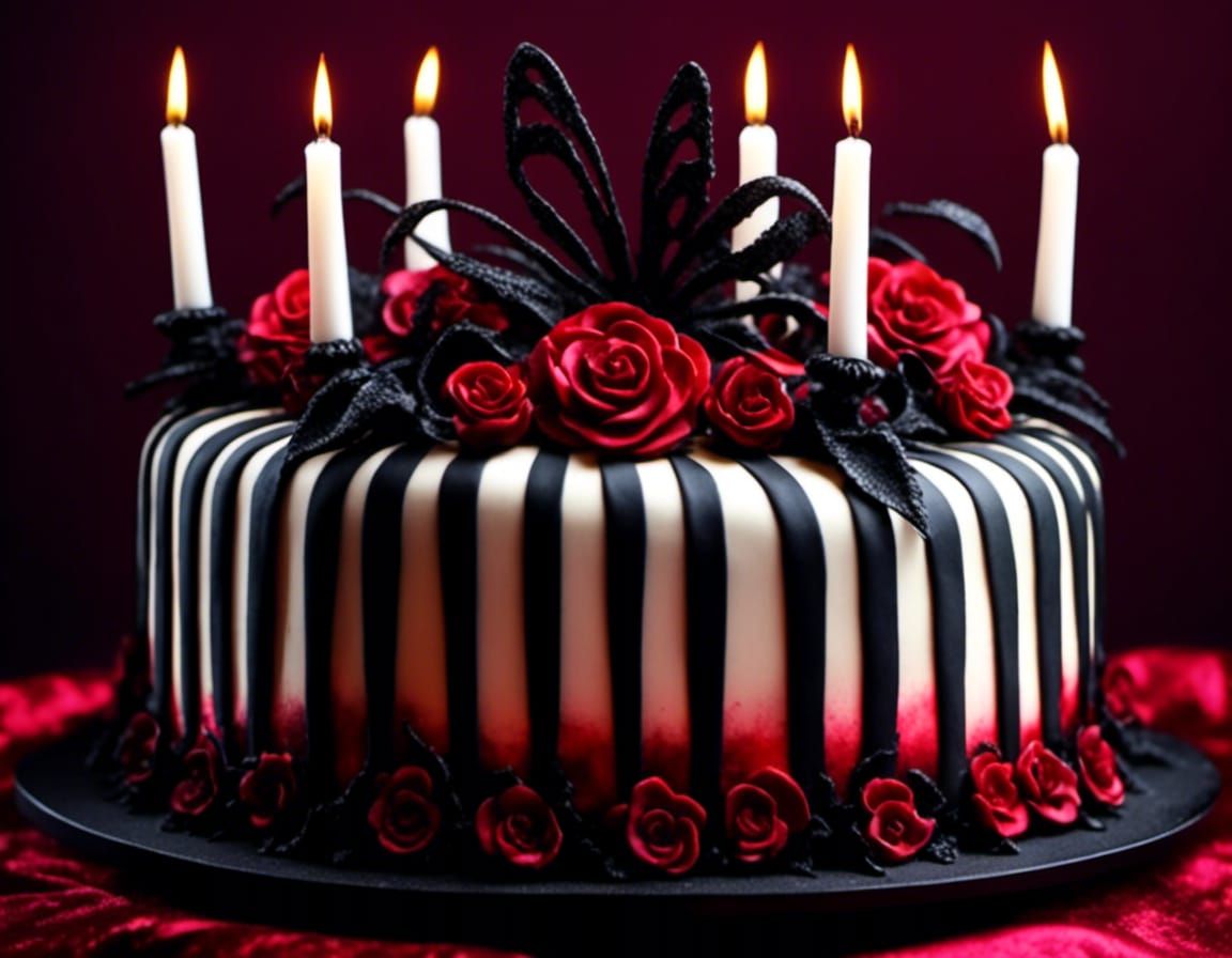 Gothic 50th Birthday Cake with Darkwave Aesthetic