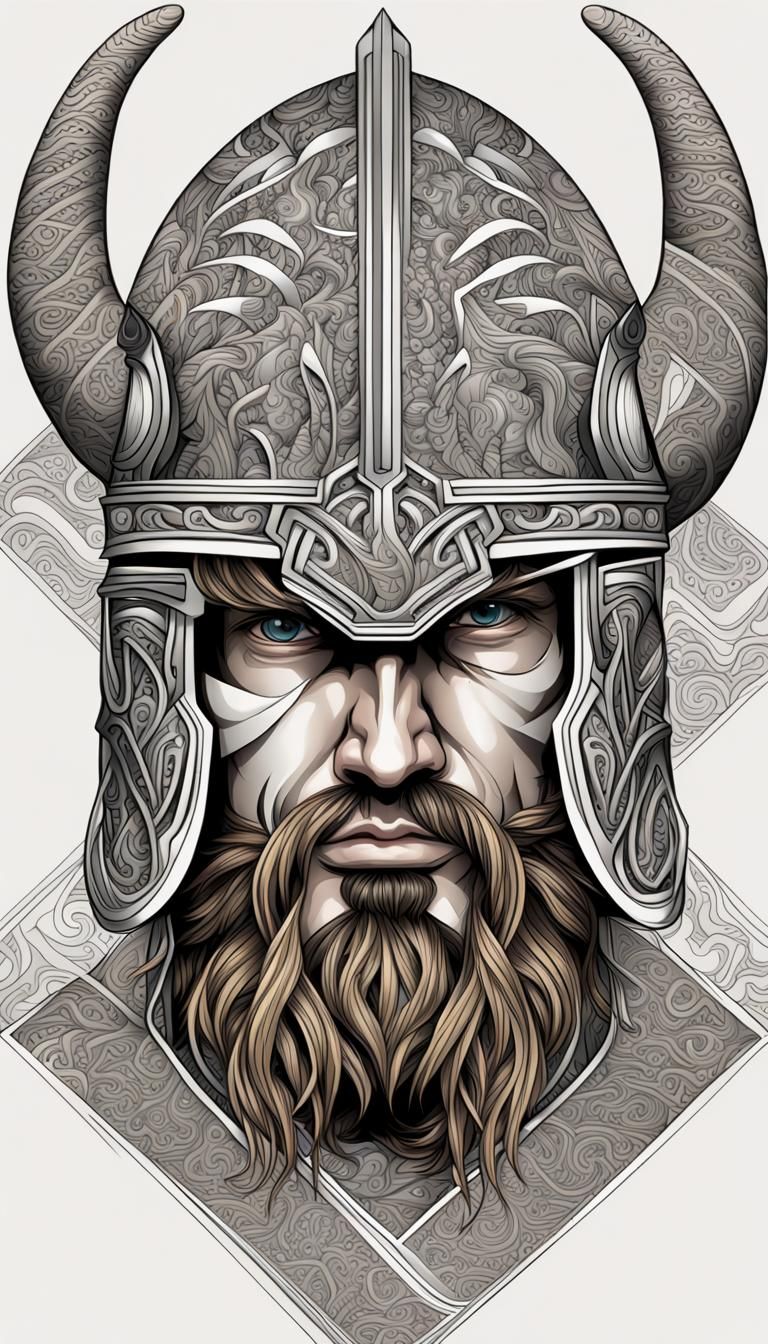 Viking Football Player in Abstract Fractal Style