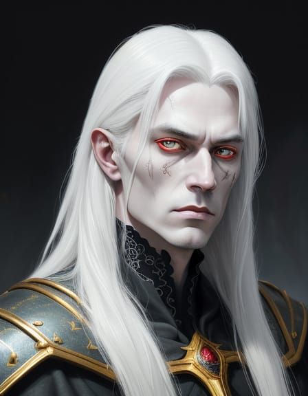 Mournful Elric of Melniboné in Crimson Elegance