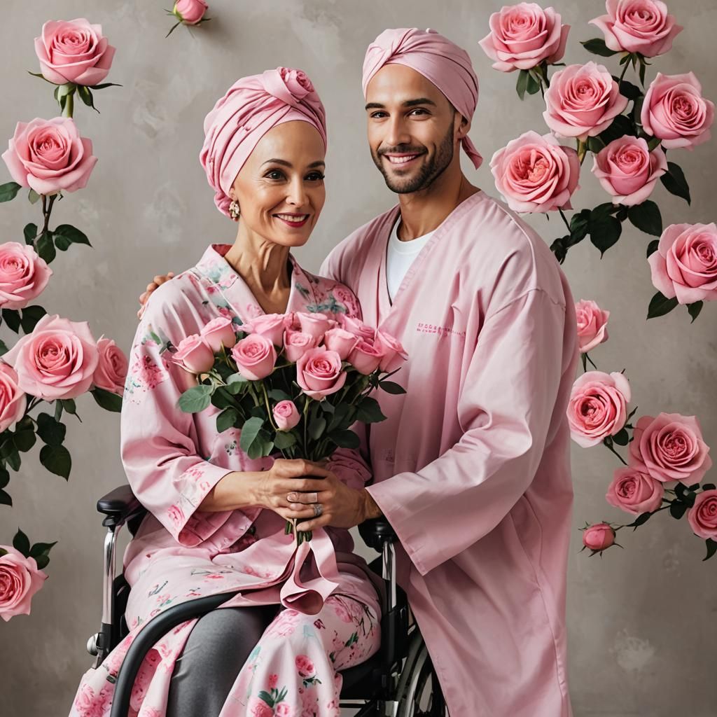 Woman in Wheelchair Receives Flowers