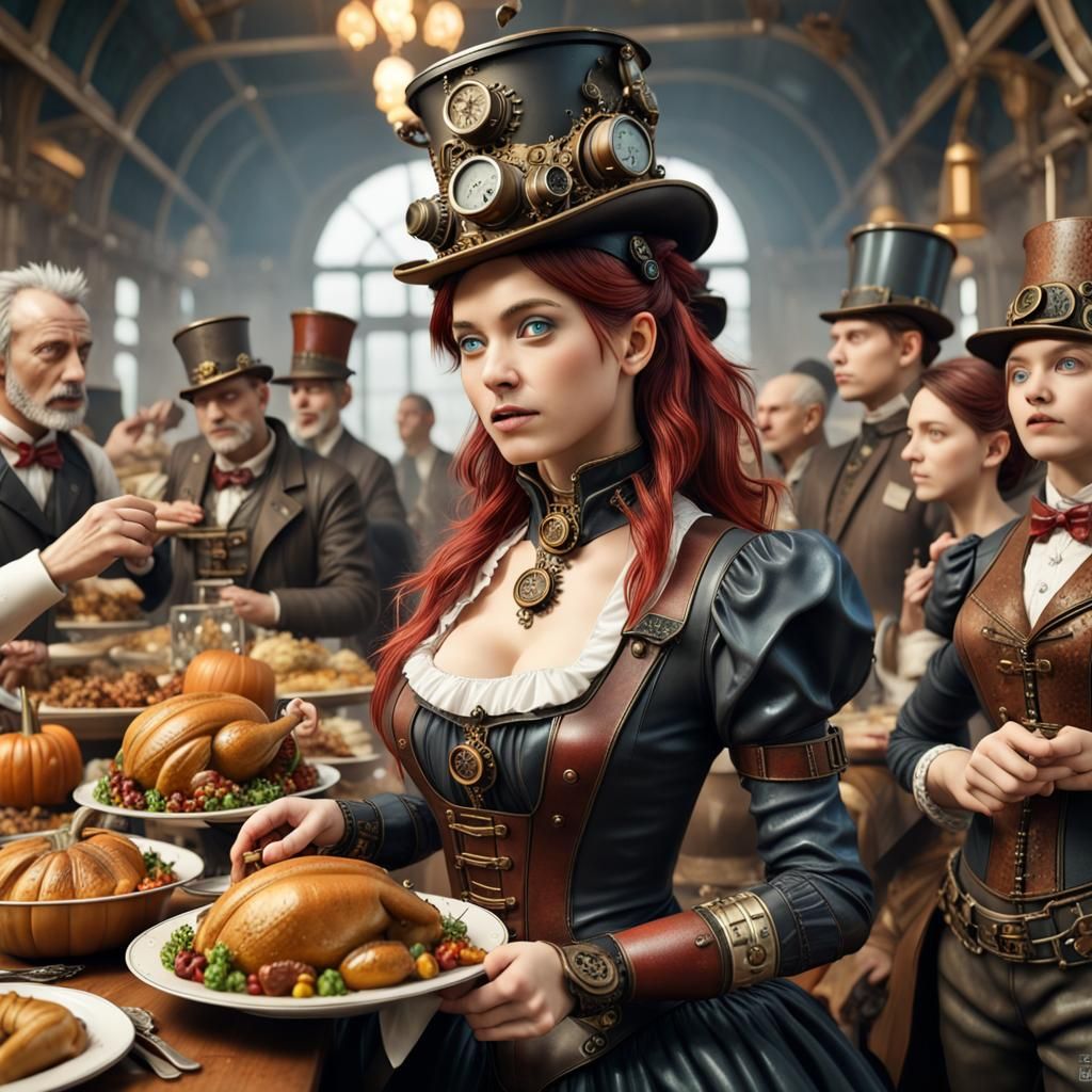 Steampunk Thanksgiving Feast in Ultra HD