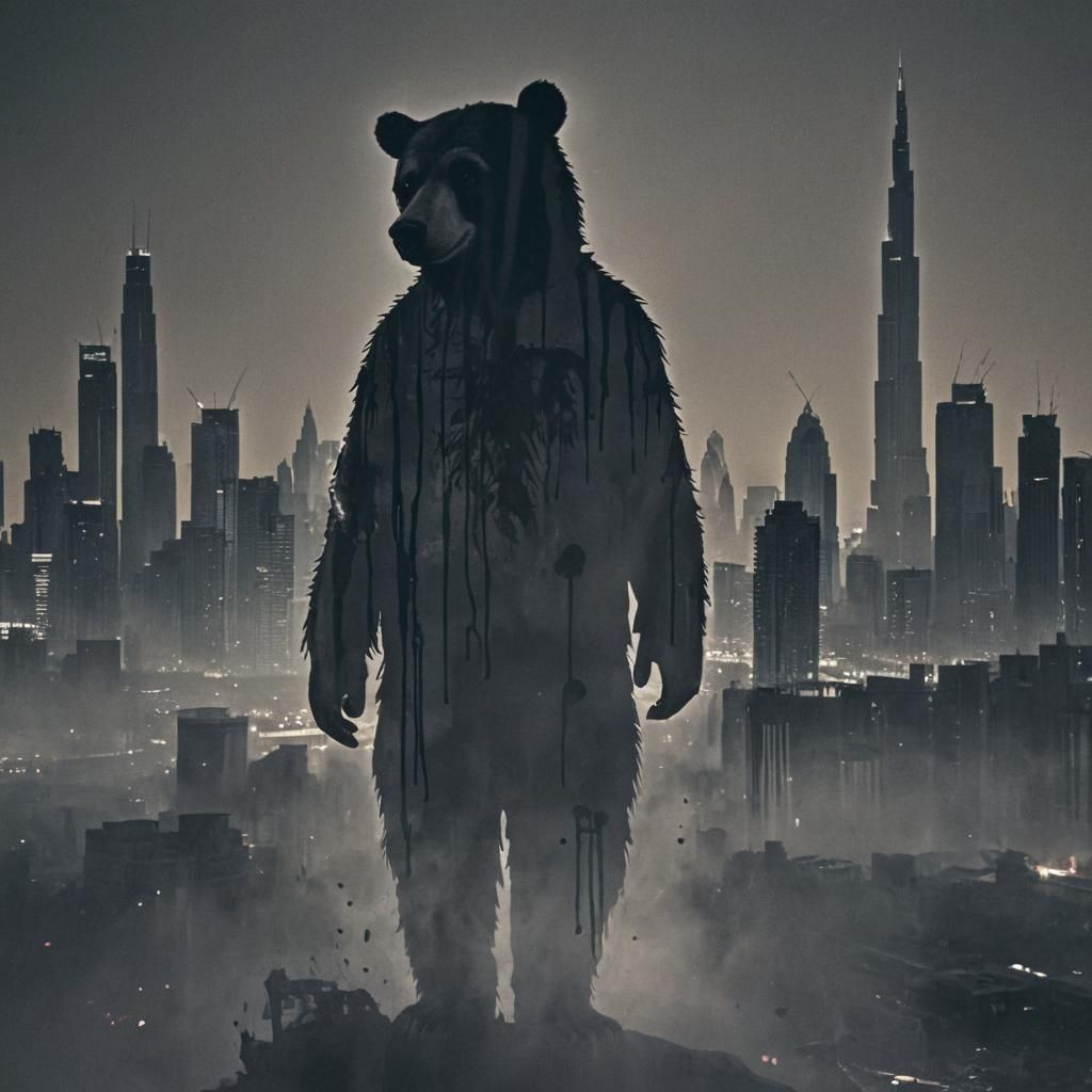 Yogi Bear Silhouette in Double Exposure