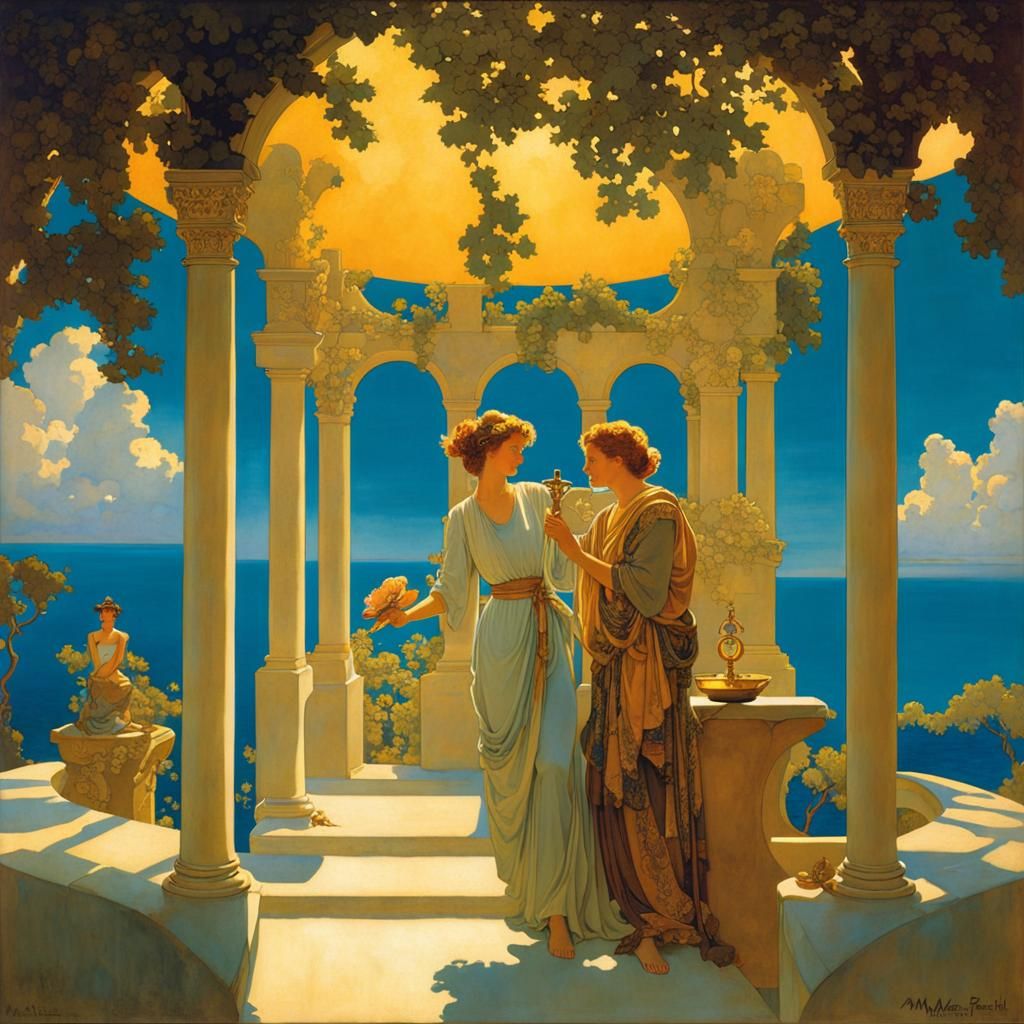 Atlantis Key Unlocks Secrets: Art Nouveau Illustration