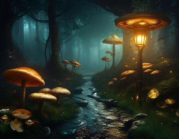 Surreal Dreamscape with Clockwork Butterflies