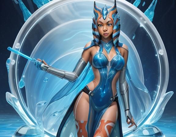 Ahsoka as a Blue Slime Girl