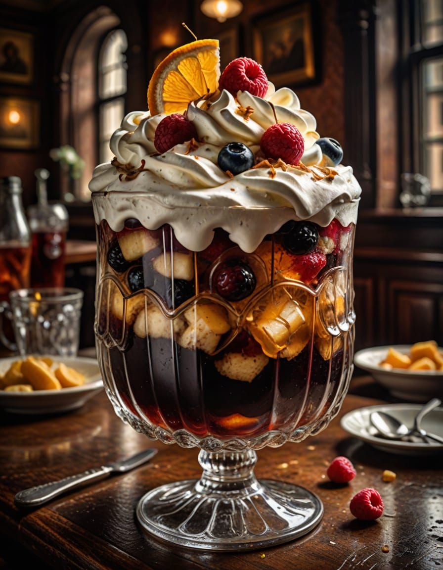Hyperrealistic Knickerbocker Glory in Cinematic Style