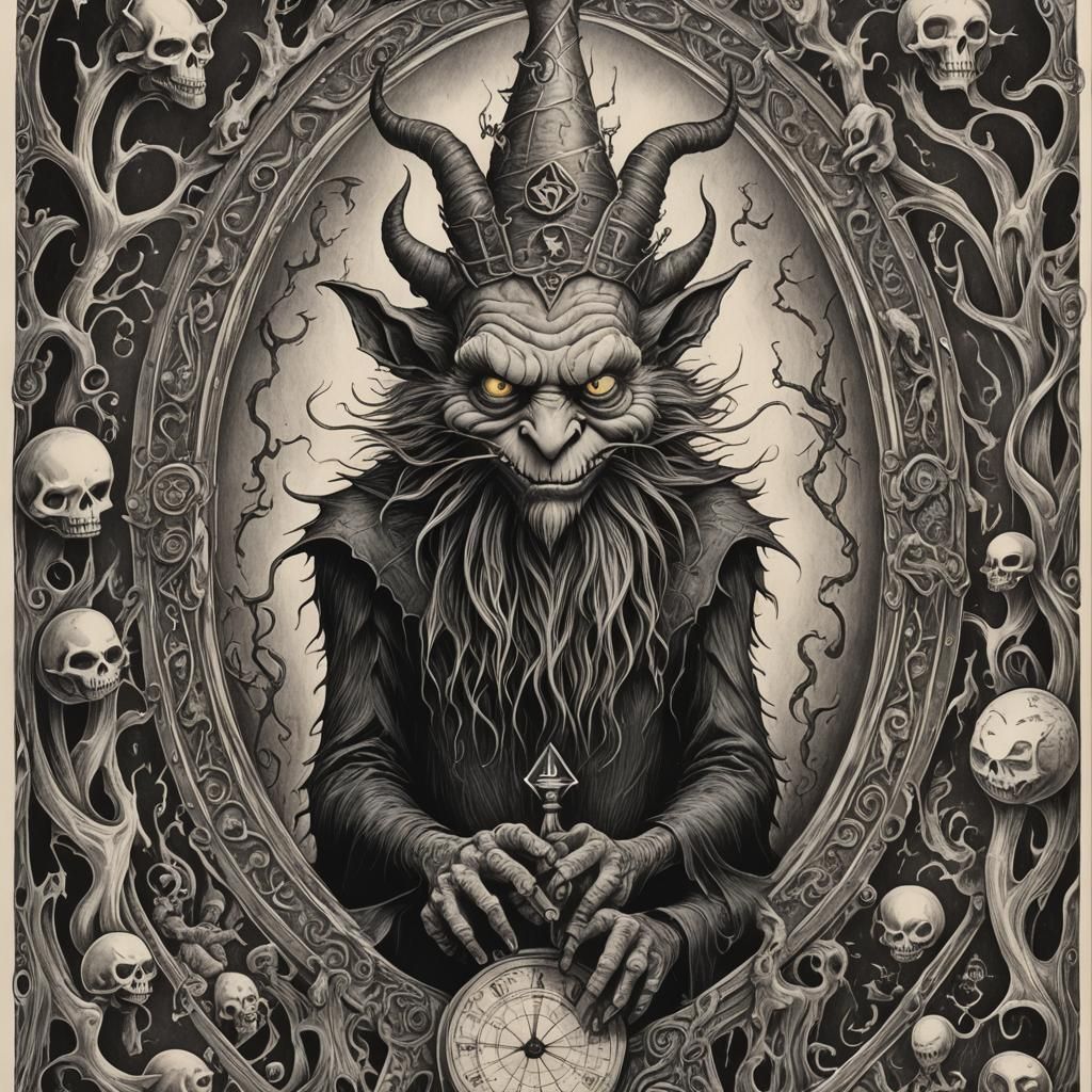 The Devil Tarot Card in Dr. Seuss Style