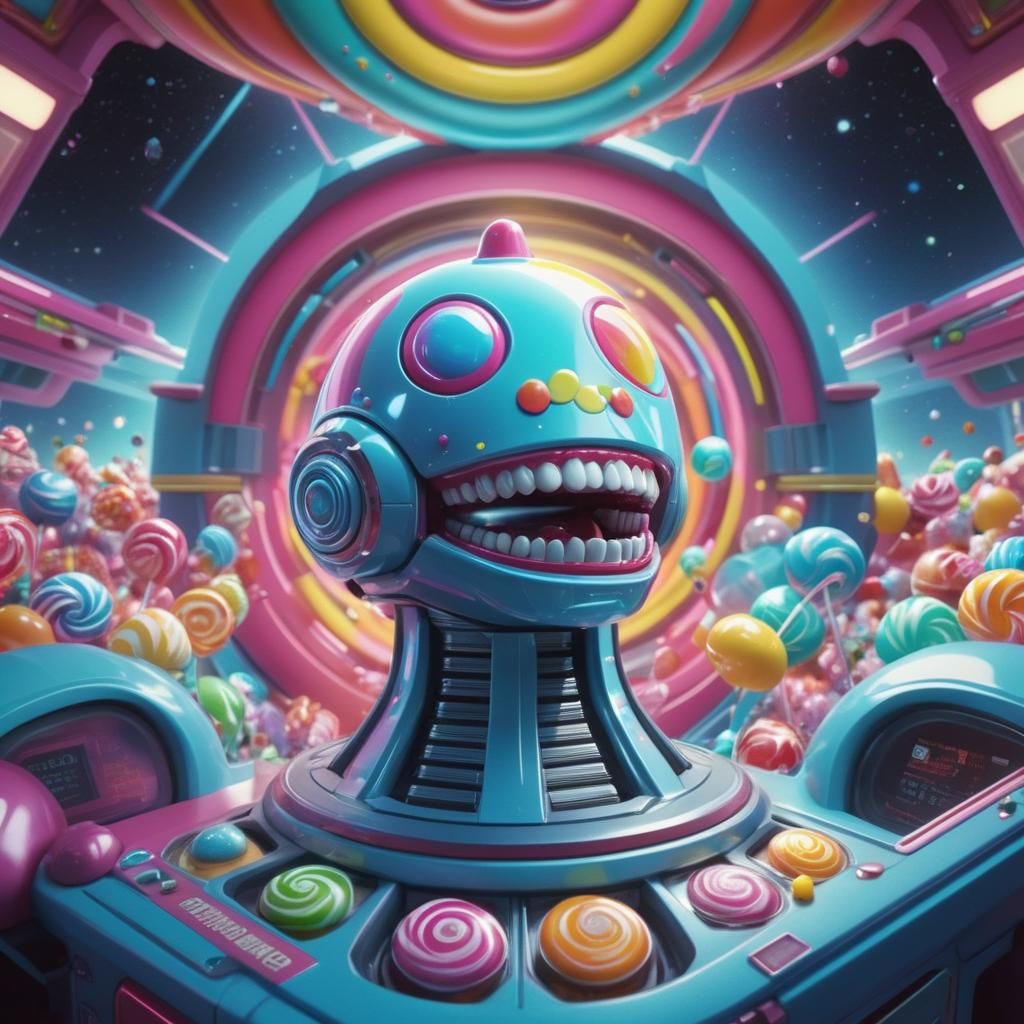 Candy Sci-Fi Scene: Hyperrealistic Digital Illustration