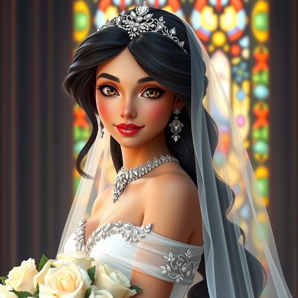 Princess Jasmine in Wedding Gown: Digital Portrait