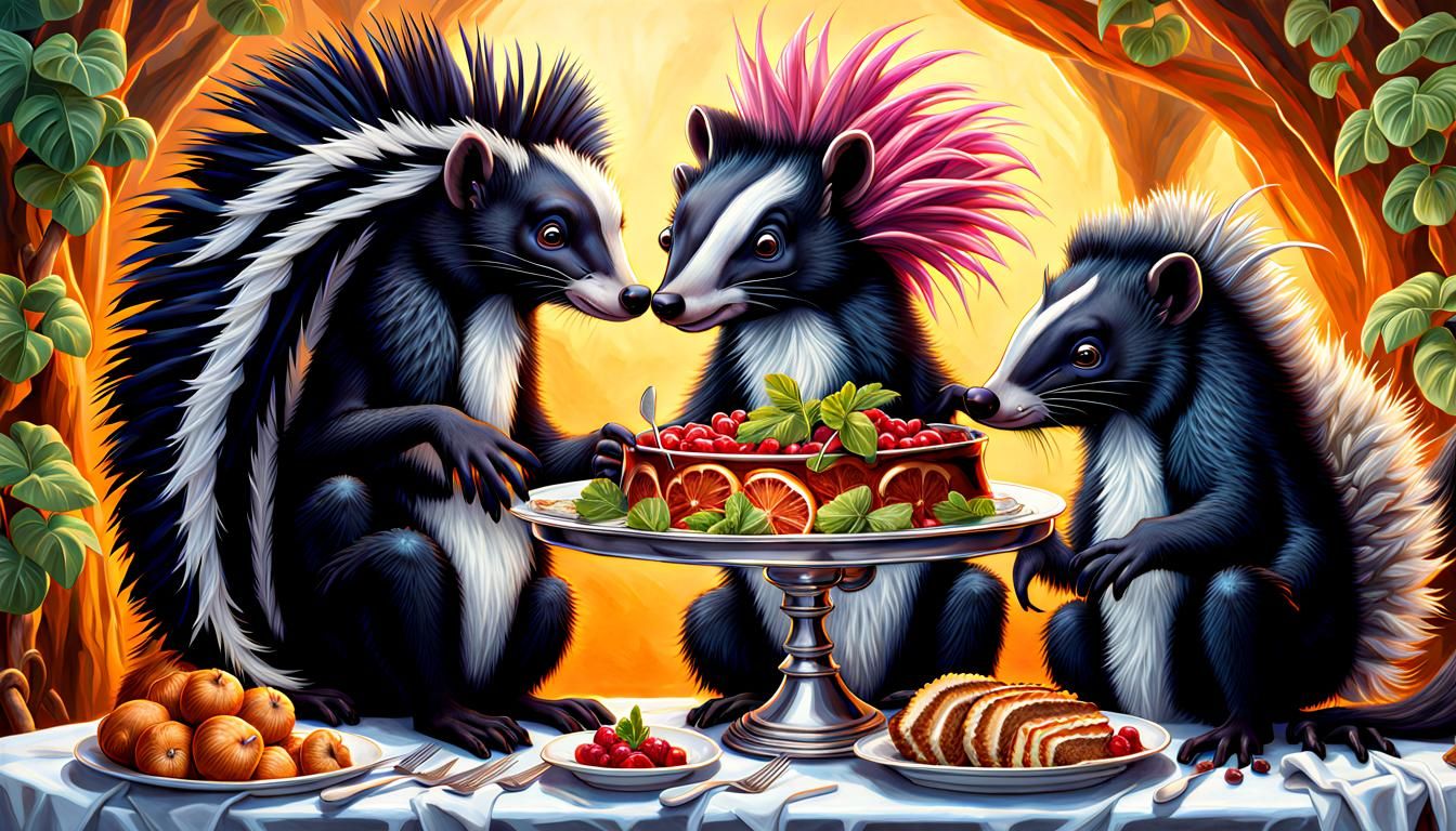 Romantic Dinner: Skunk and Porcupine in Love