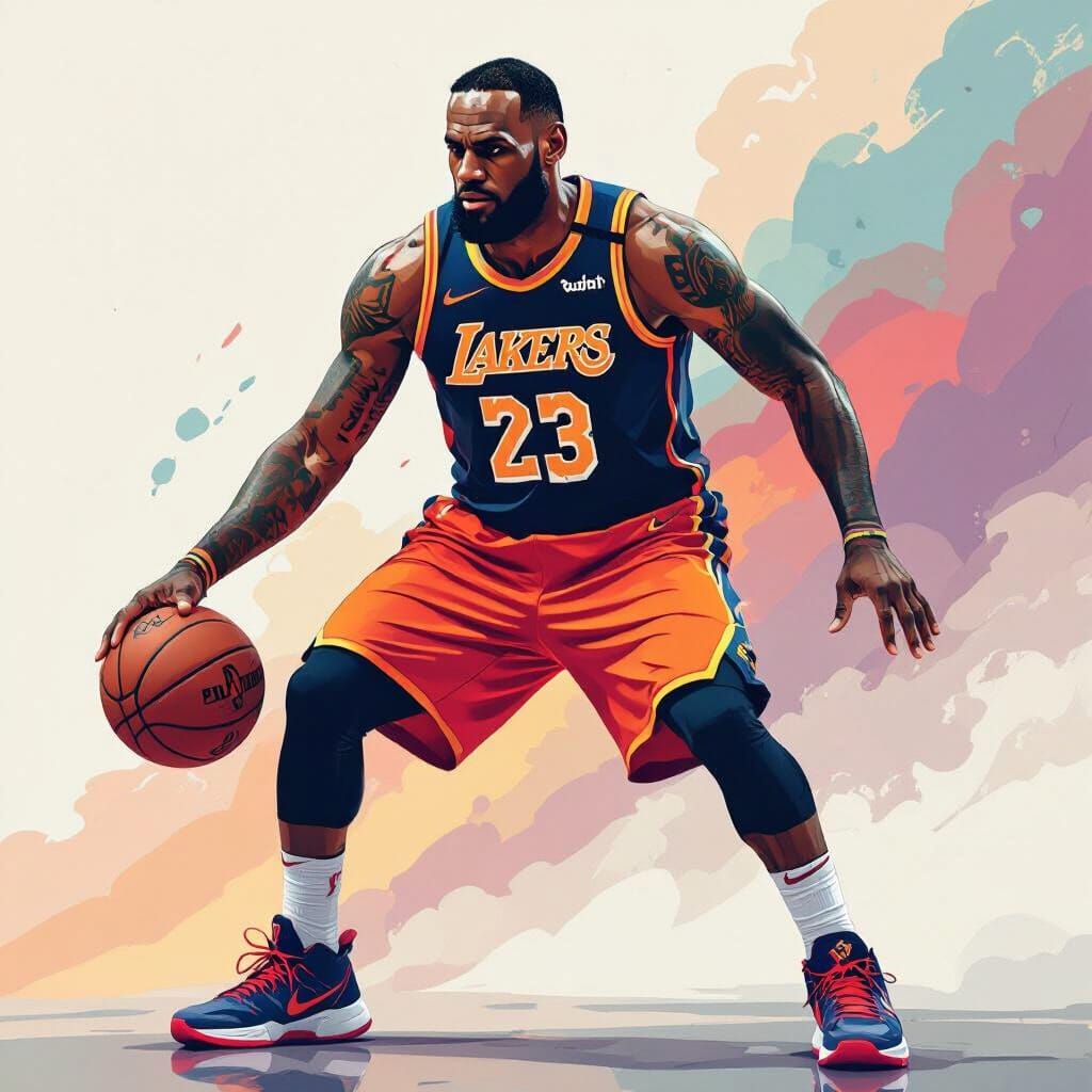 LeBron James in Digital Art Style