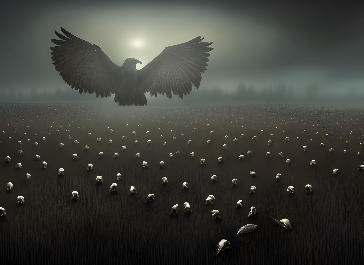 Ethereal Hellscape: Ravens and Skulls in Long Exposure