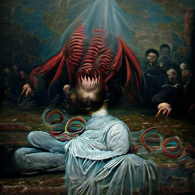 Sinister Demonic Hypnosis in Horror Style