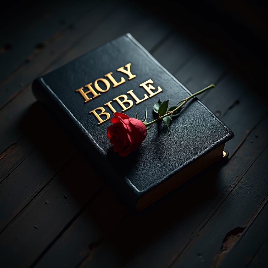 Embossed Bible with Rose in Detailed 3D Rendering