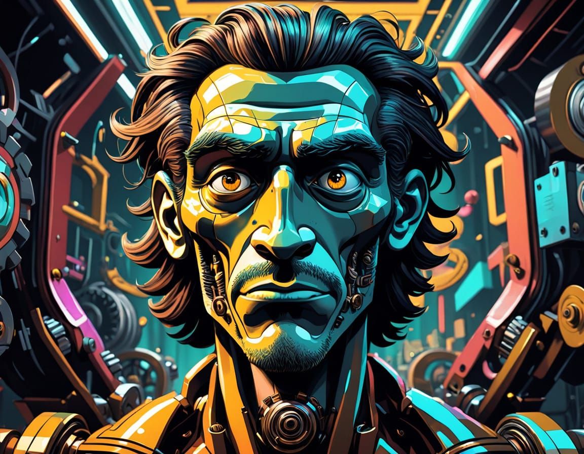 Surreal Industrial Hybrid in Triadic Colors