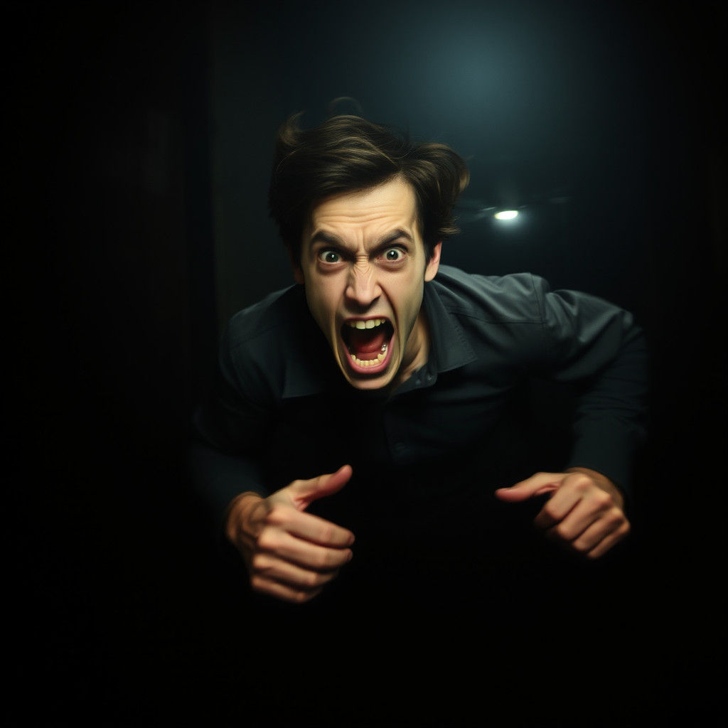 Person Running in Terror From Unknown Danger