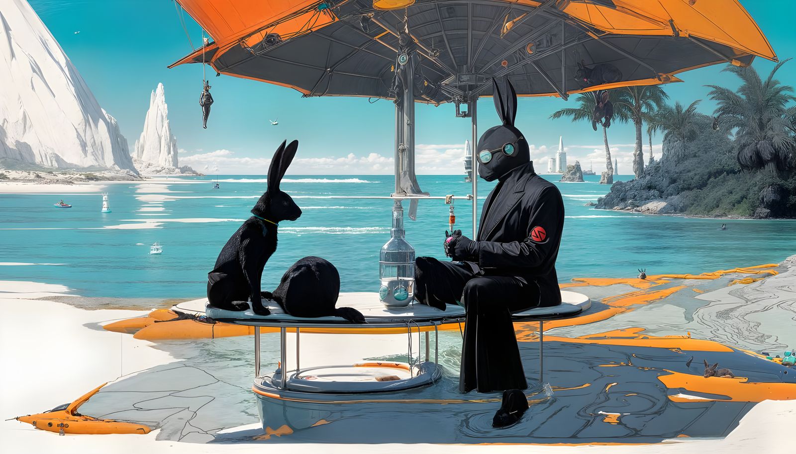 Neo Rabbit at Sunset on Turquoise Waters