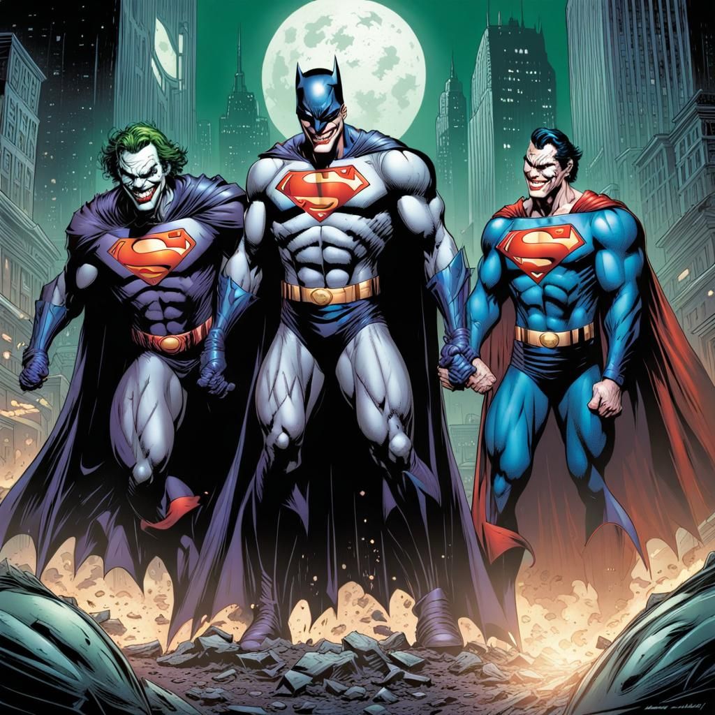 The Joker, Batman, and Superman: Comic Book Laugh