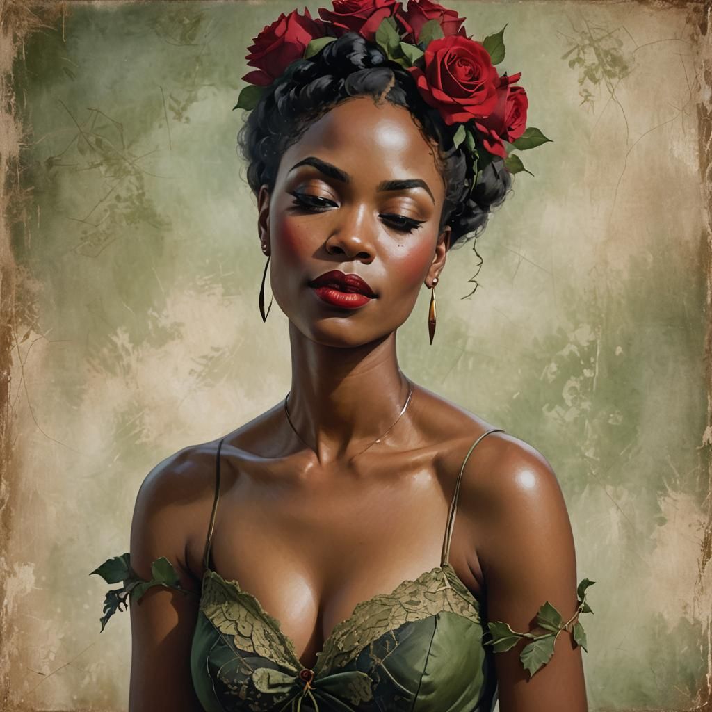 A captivating portrait of a big chested African American wom...