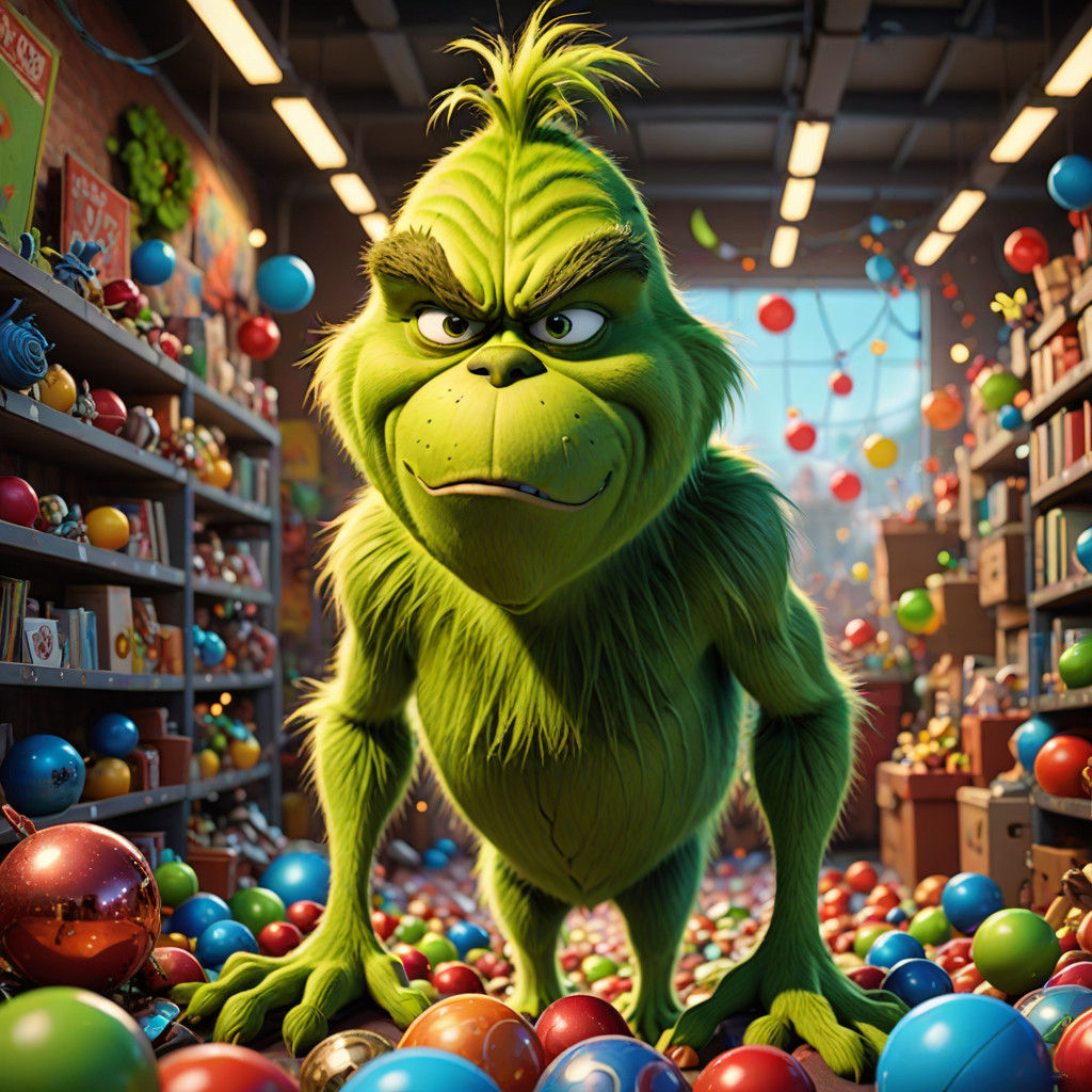 The Grinch's Christmas Chaos in Vibrant Digital Art