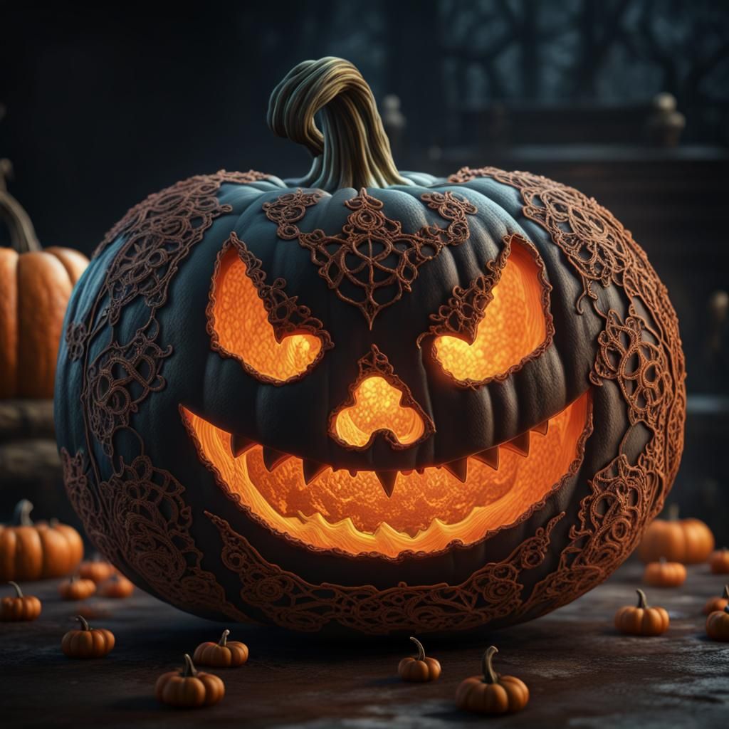Lace Jack O'Lantern: Detailed Fantasy Art
