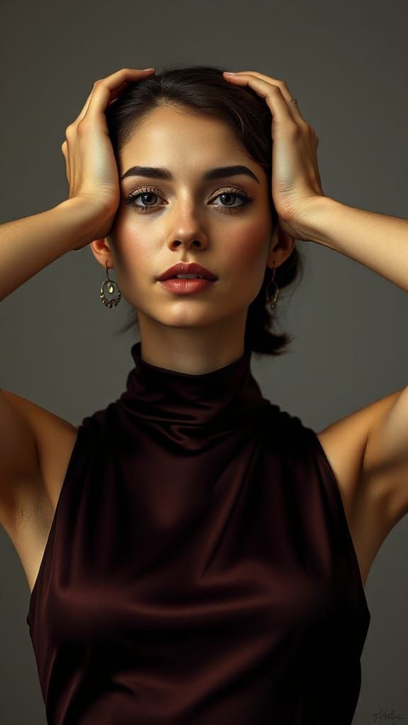 Elegant Woman Portrait in Art Nouveau Style