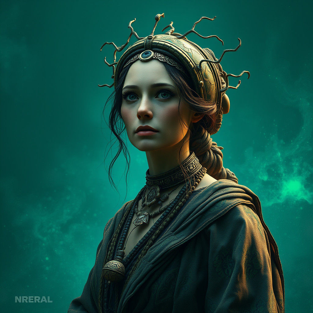 Mystical Wise Woman in a Fantasy Landscape