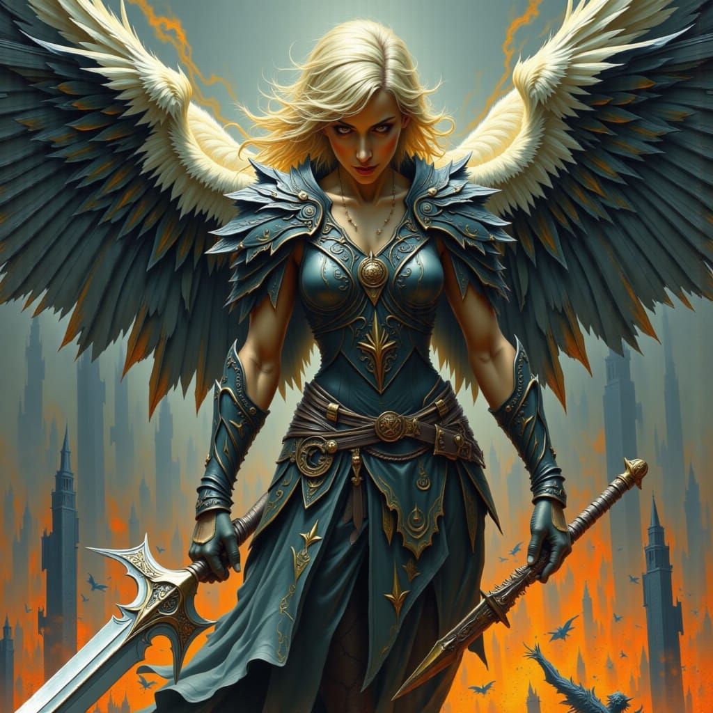 Dynamic Angel Warrior in Action