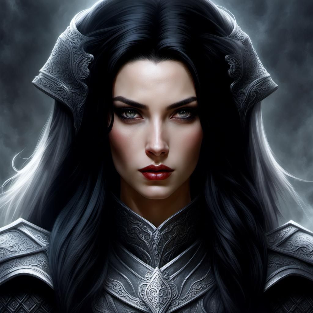 Grimdark Portrait of a Beautiful Dark-Haired Woman