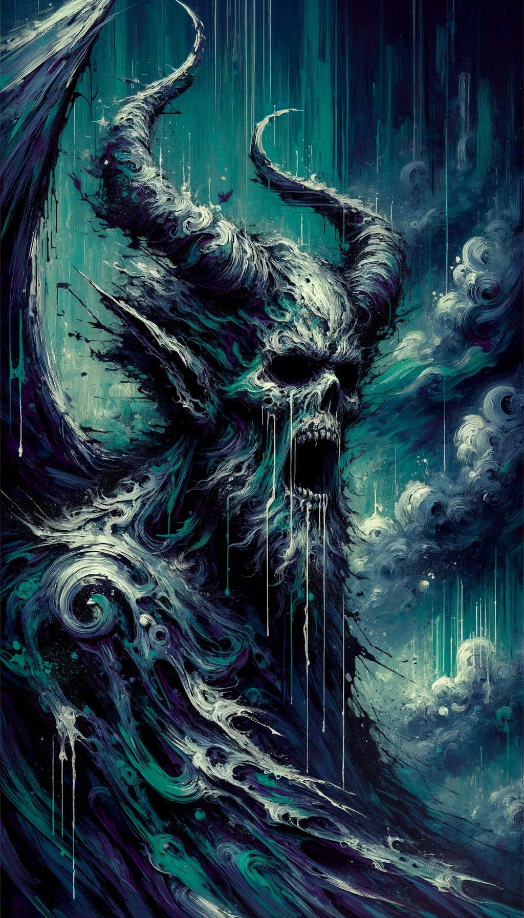 Gloomy Beelzebub Portrait with Brush Strokes
