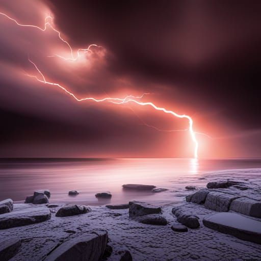 Dramatic Lightning Storm Lights Sunken Ship