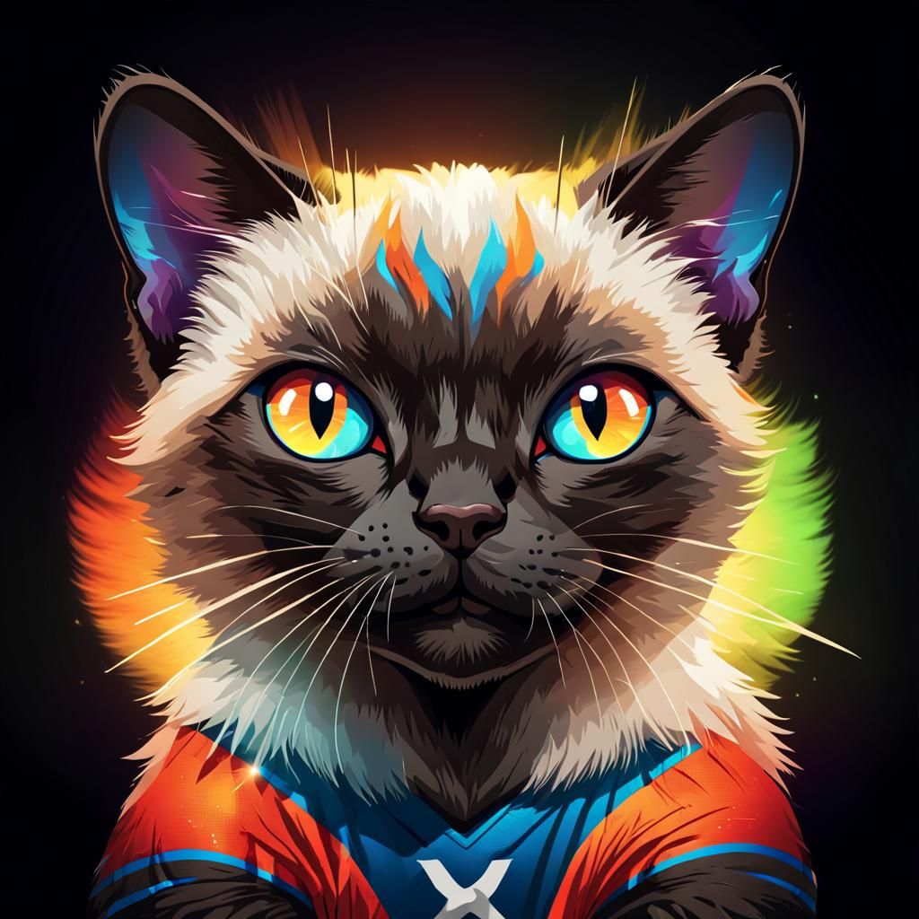 Siamese Cat Sports Team Logo in Bold Digital Art