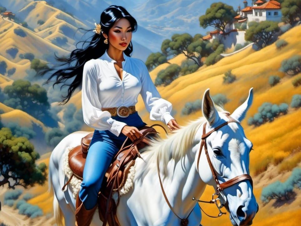 Elf Rider in Santa Inez: Vallejo-esque Illustration