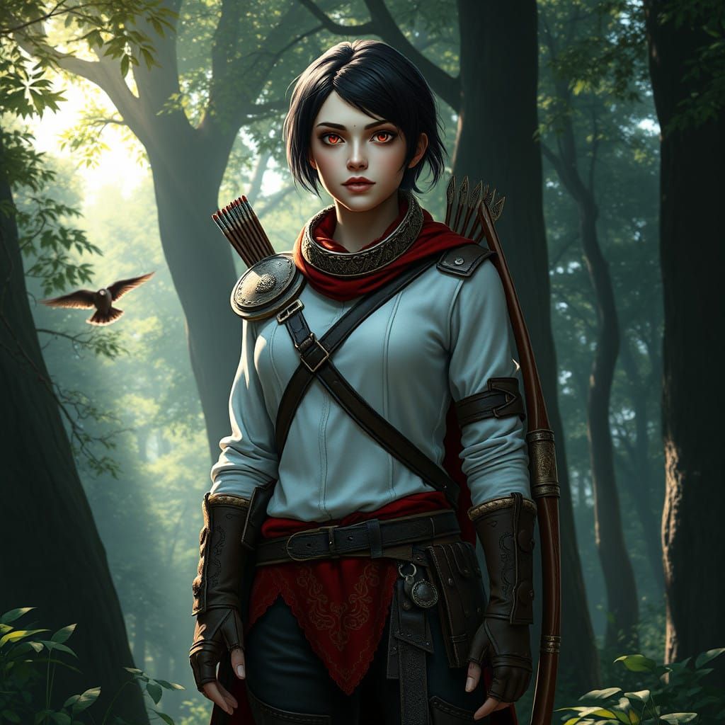 Ethereal Dampyr Maiden in Forested Korinthe Valley as Whimsi...