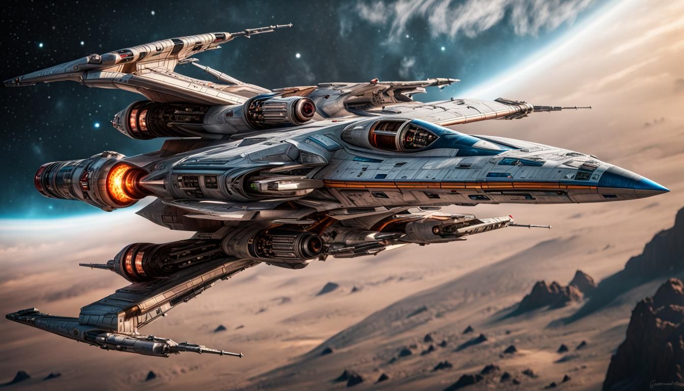 Hyperrealistic Sorceress Class Star Fighter in HDR