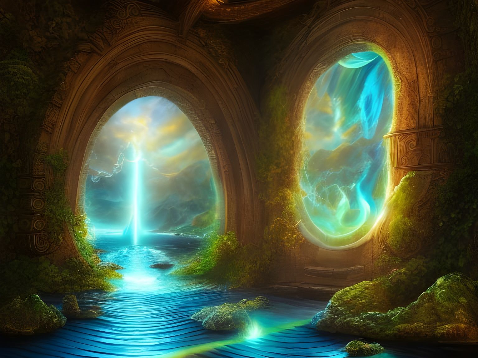 Elven Portal to a Fantasy Seascape in 8K