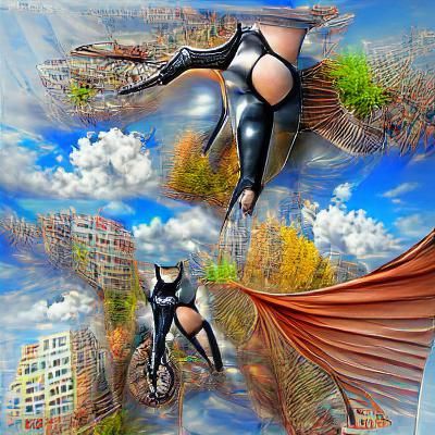 Dynamic Catwoman in Flight