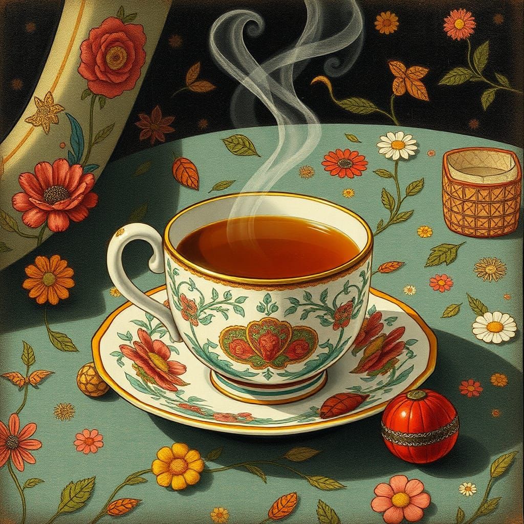 Cup of Tea in Outsider Art Style