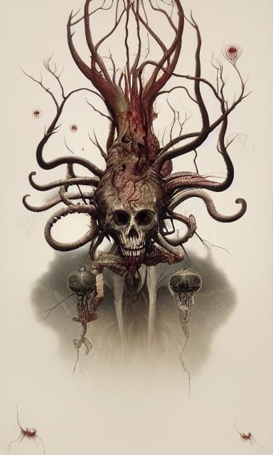 Surreal Demon Skull in Dark Fantasy Style