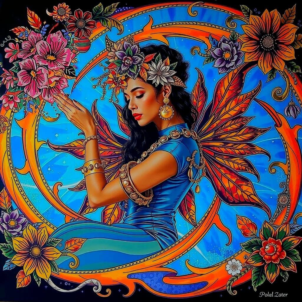 Psychedelic Garden Dream with Cosmic Mystery