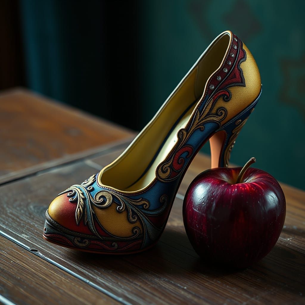 Whimsical, High Heel Shoe in Enchanted Forest Setting