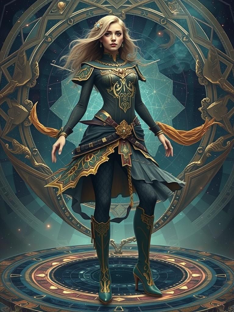 Sailor Jupiter in Geometric Fractal Cosmic Scene