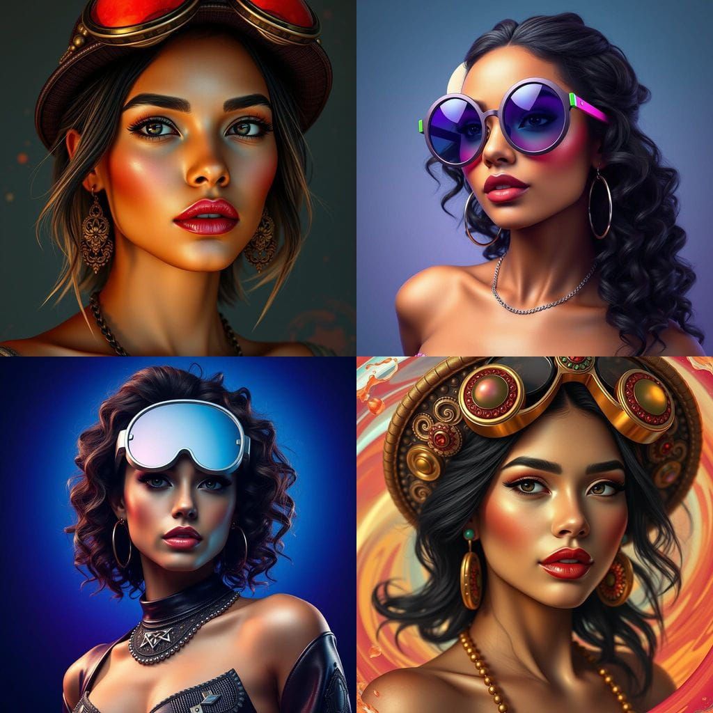 Hyper Realistic Portrait of a Latino Woman in Elegant Shade