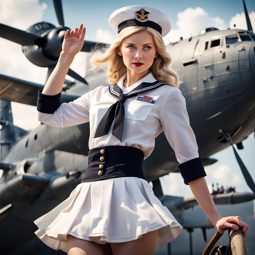 WWII Blonde Sailor in Propaganda Poster Style