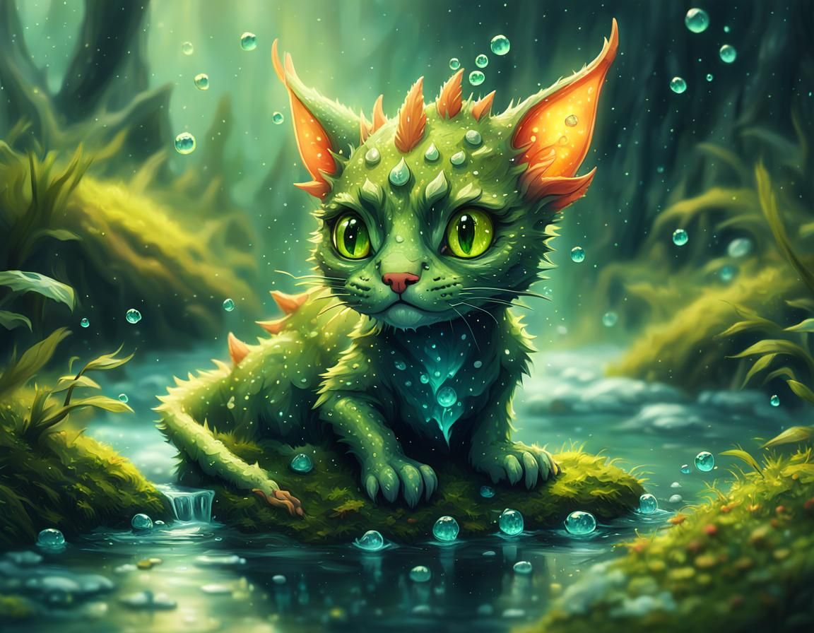 Mossy Feline Dragon Fairytale Concept Art