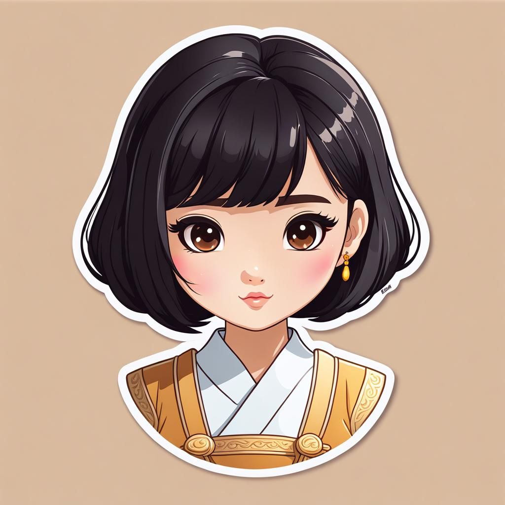 Cute Thai Girl Sticker in Kawaii Art Style